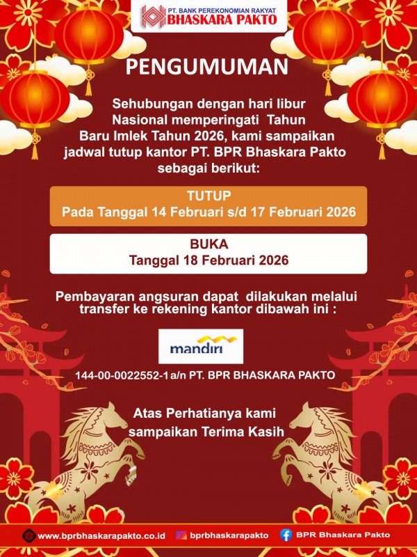 PENGUMUMAN LIBUR TAHUN BARU IMLEK 2026